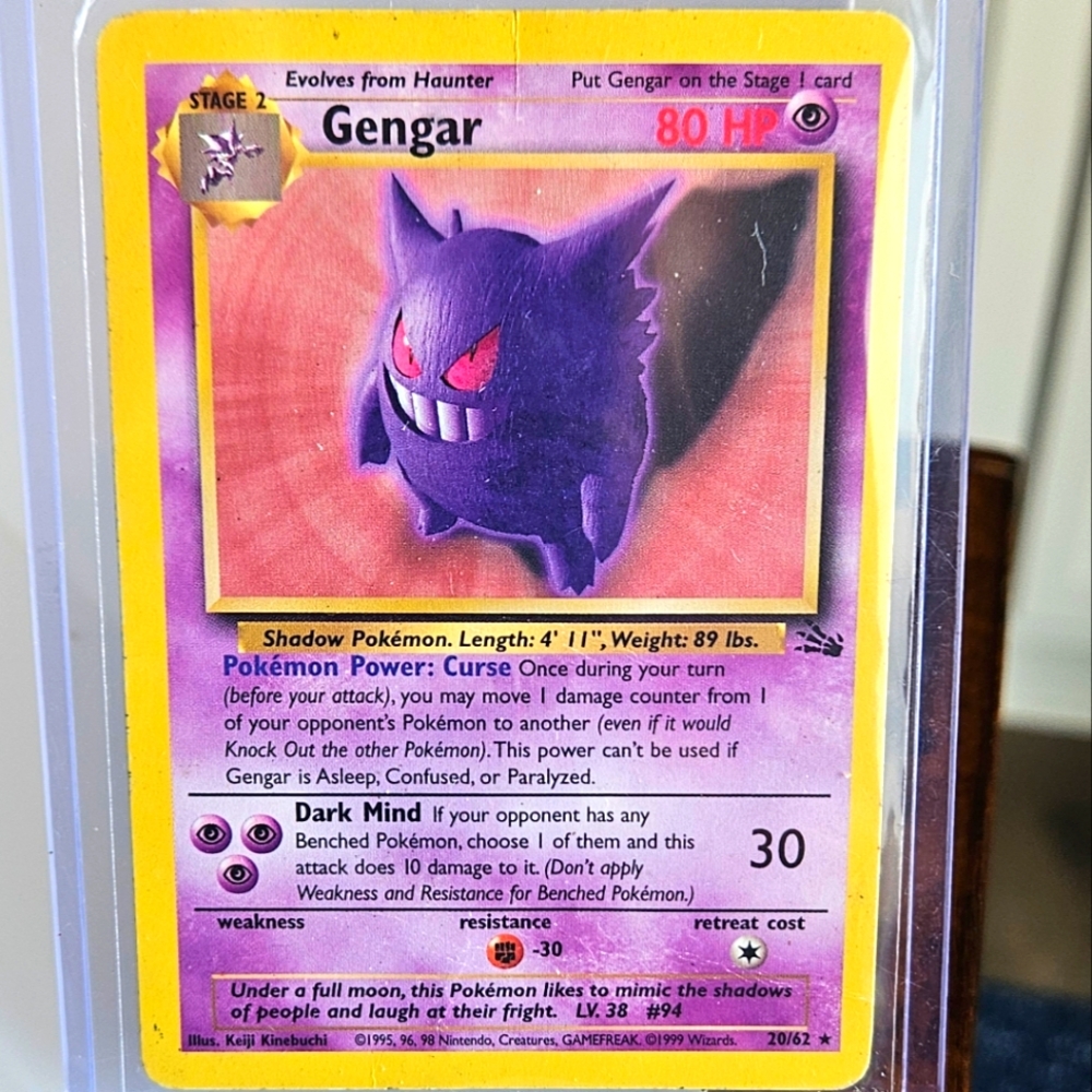 Pokemon~Vintage 1999 Rare Gengar 20/62 FOSSIL